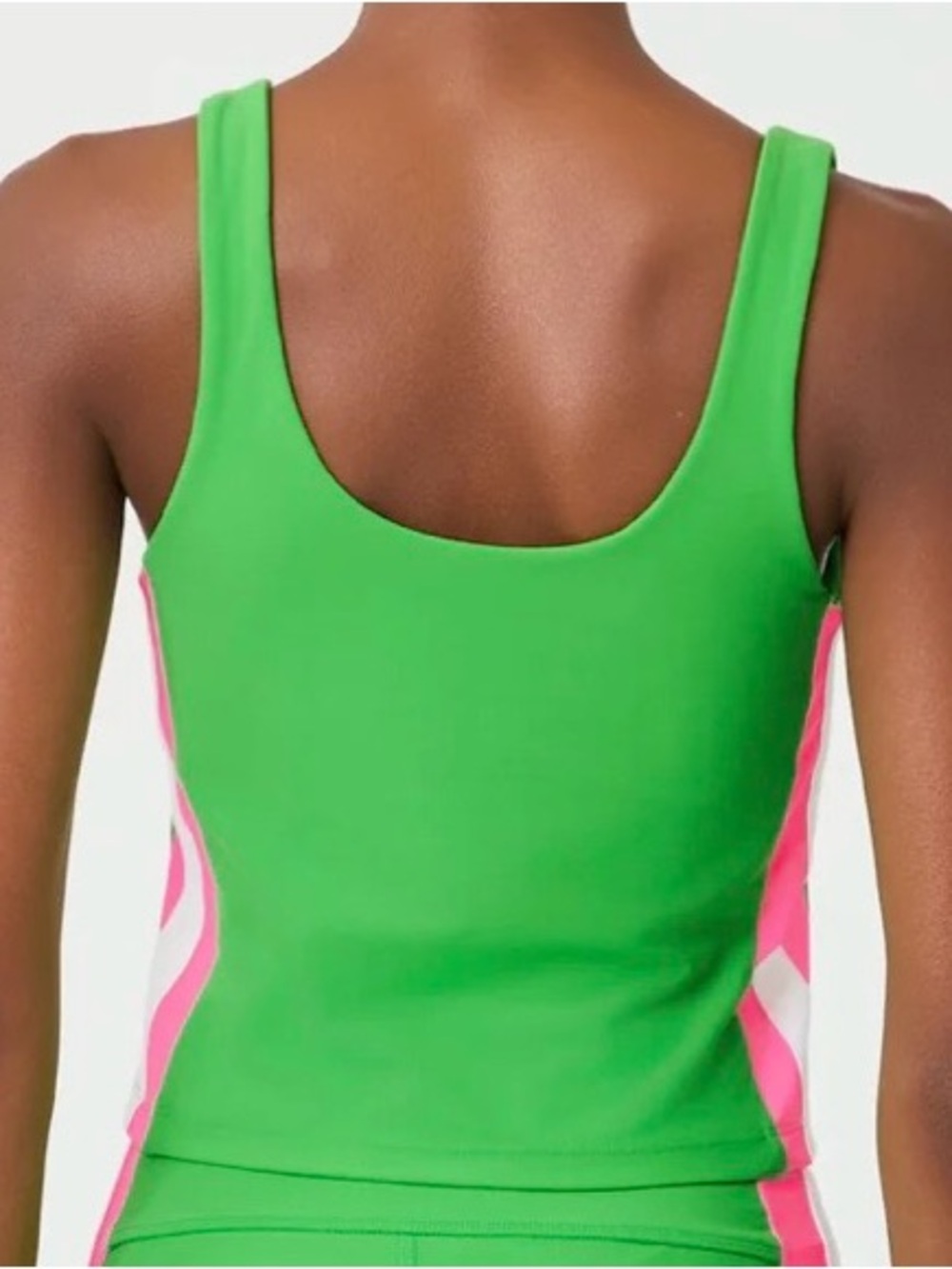 Lilly Pulitzer Luxletic Aribra Putting Green Tank with Pink & White Stripes - Picture 3 of 11